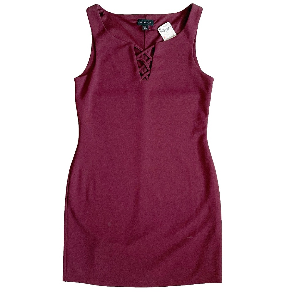 BNWT Le Chateau Tunic Dress in Burgundy Size XS